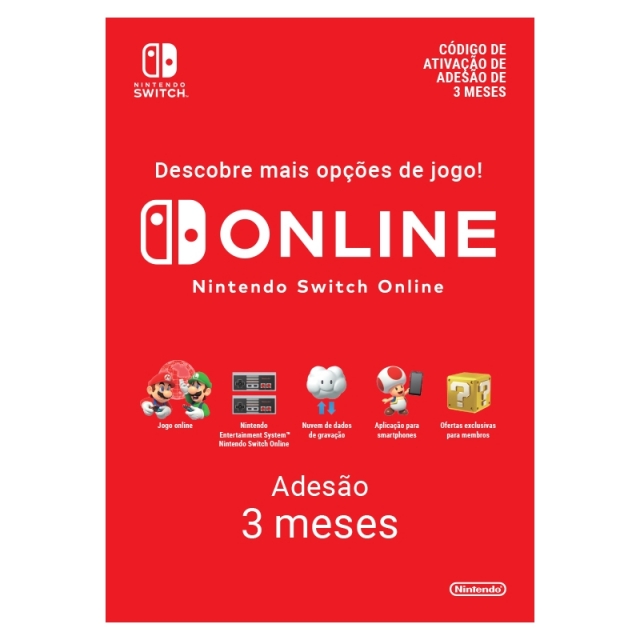 SUBSCRIÇÃO 3 MESES ONLINE (Nintendo Digital) Switch