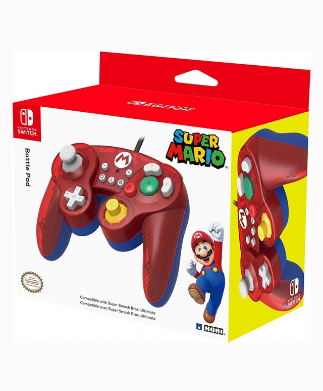 COMANDO Oficial HORI Battle Pad Mario Com Fios Switch